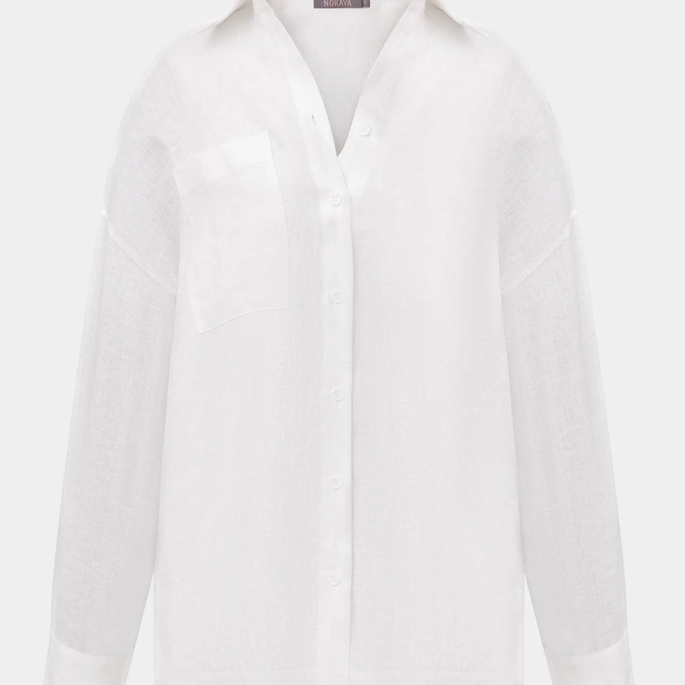 White Heavy Linen Shirt Perfect Days NOKAYA