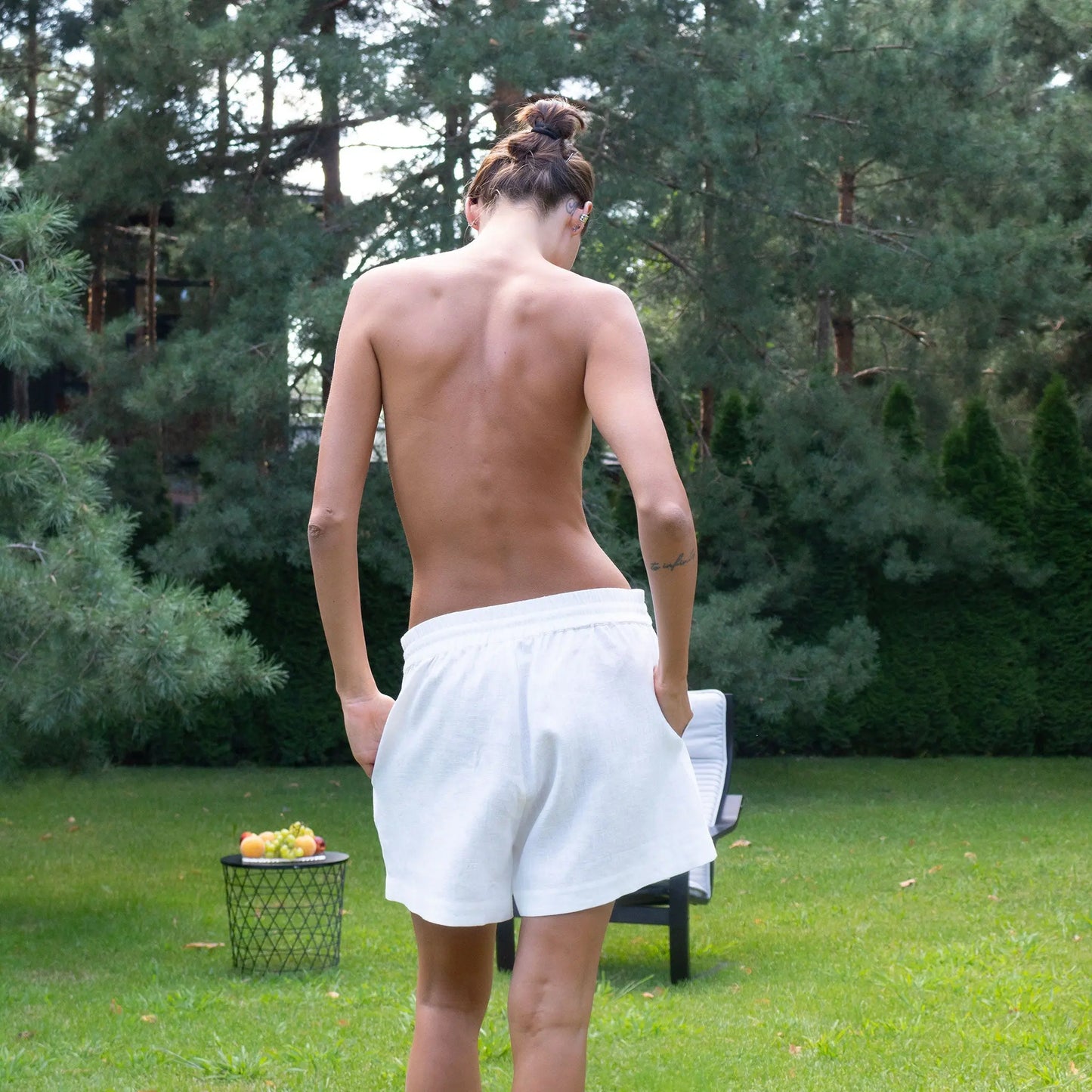 White Heavy Linen Shorts Perfect Days NOKAYA