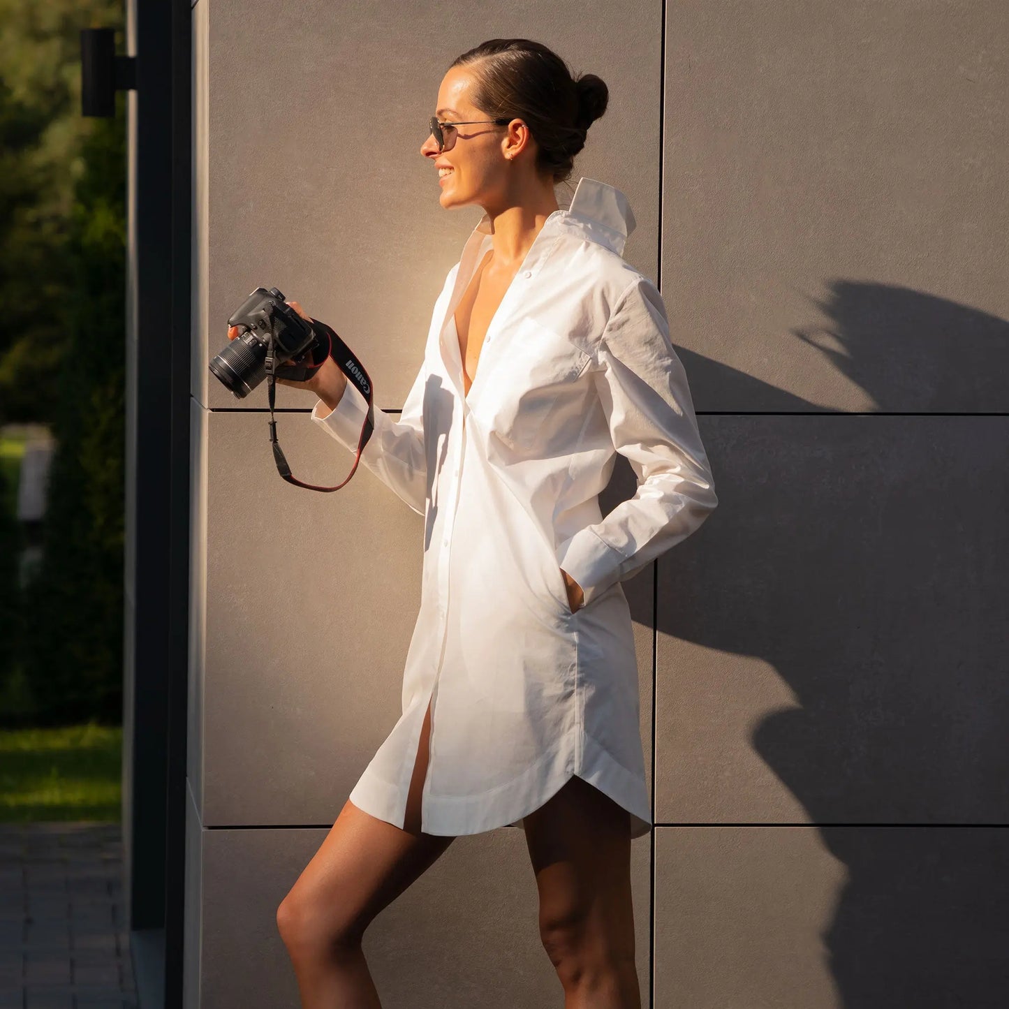 White InStyle Cotton Poplin Shirt Dress NOKAYA