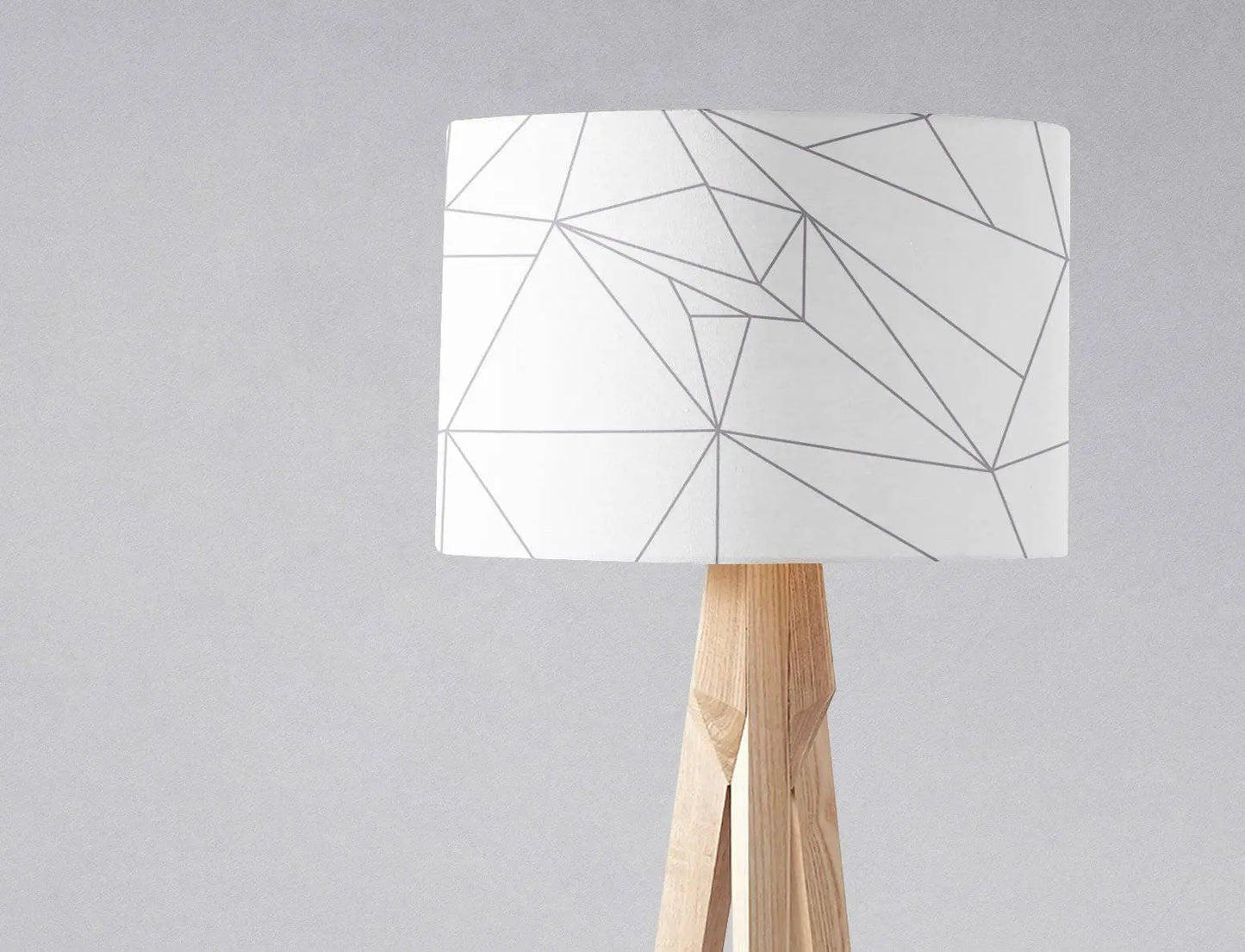 White Lampshade with a Grey Lines Geometric Design, Ceiling or Table Lamp Shade Shadow bright