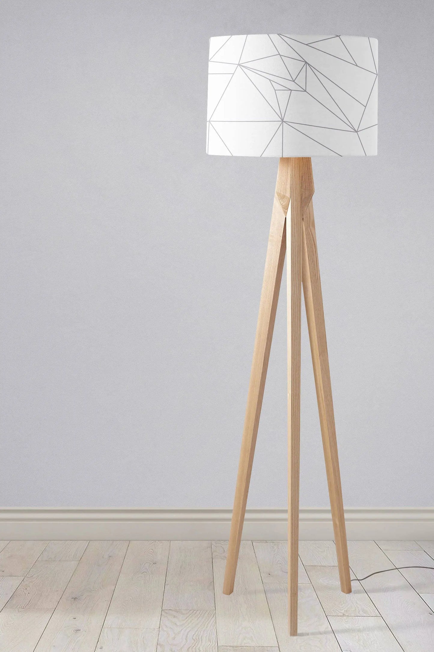 White Lampshade with a Grey Lines Geometric Design, Ceiling or Table Lamp Shade Shadow bright