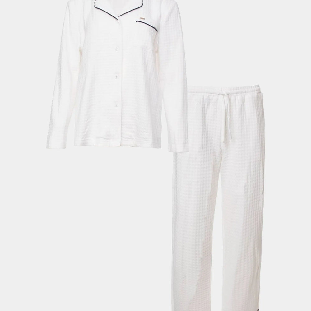 White Luxury Suite Waffle PJ Set Pretty You London