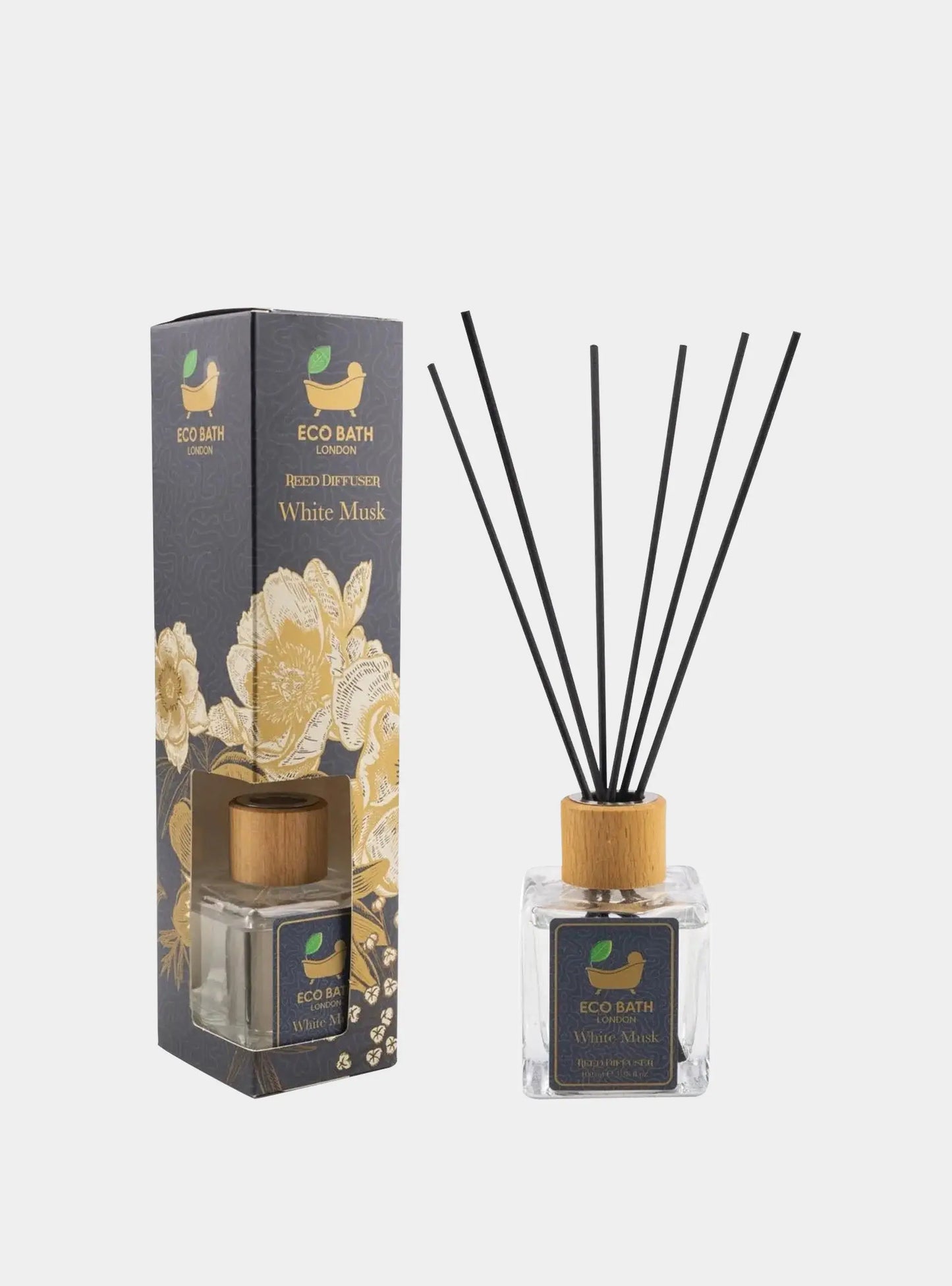 White Musk Reed Diffuser - Fresh and Sweet Fruits Scented Room Diffuser with Lemon, Mandarin, Green Pear, and Bergamot, 100ml (3.38 Fl.Oz) Eco Bath London