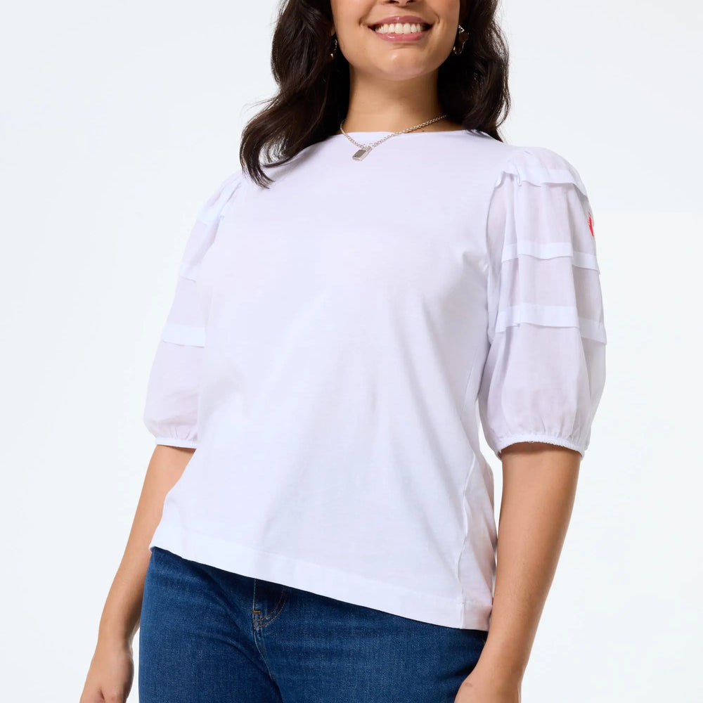 White Pintuck Sleeve T-Shirt Scamp & Dude