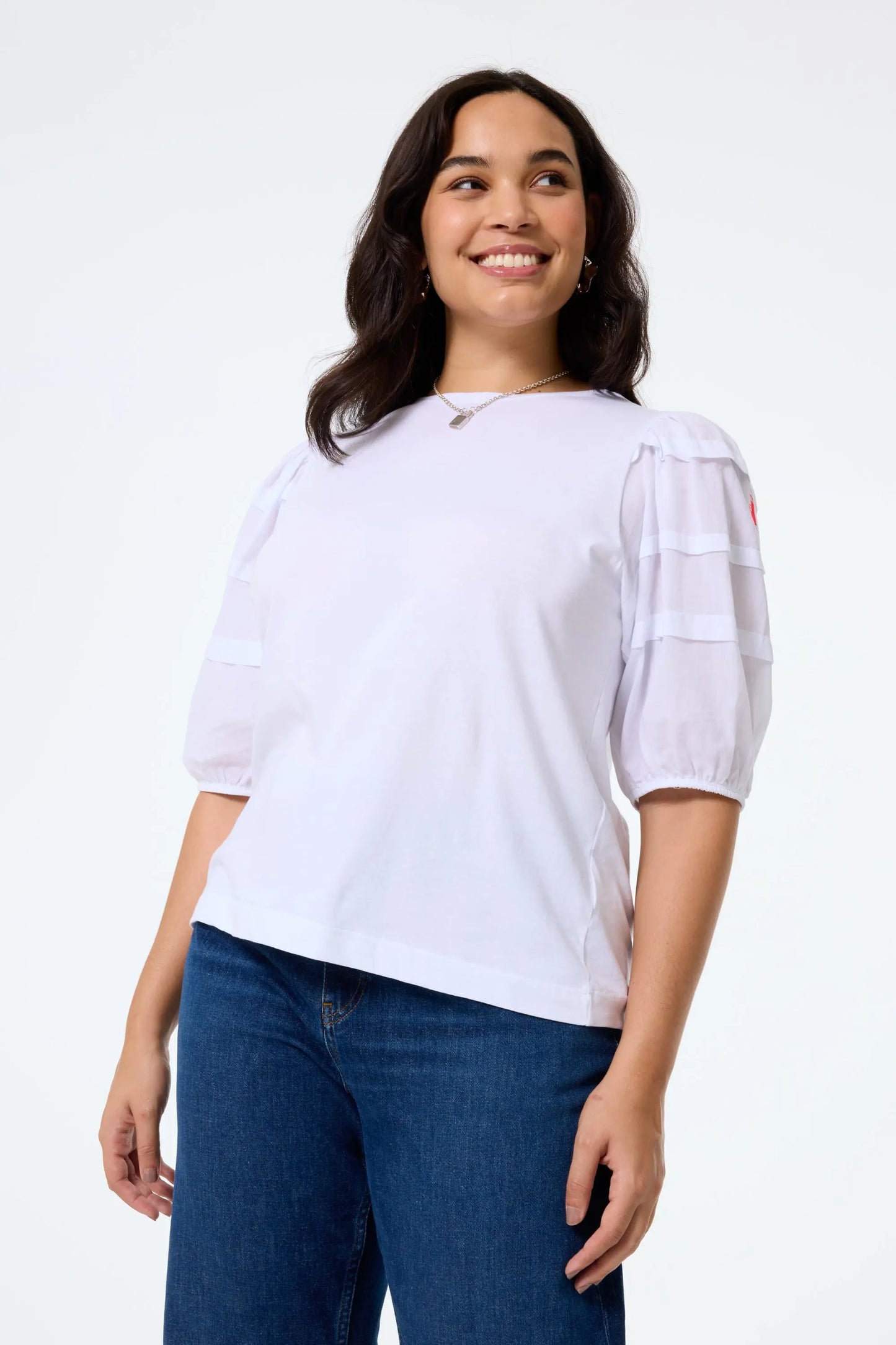 White Pintuck Sleeve T-Shirt Scamp & Dude