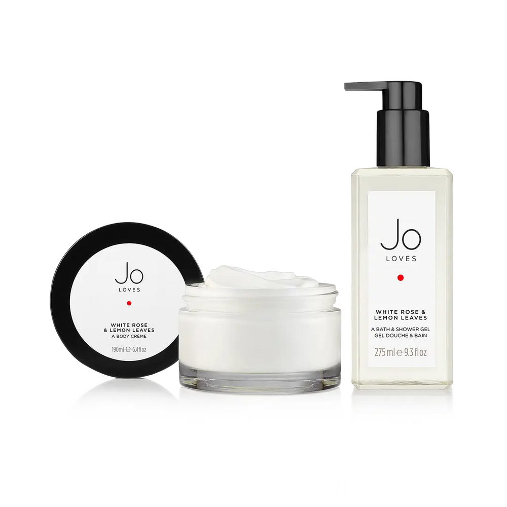 White Rose & Lemon Leaves - A Bath & Shower Gel and Body Creme Set Jo Loves