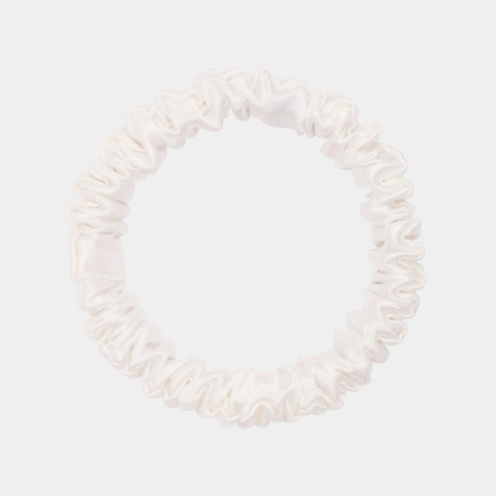 White Silk Scrunchie - Skinny DREAMSILK