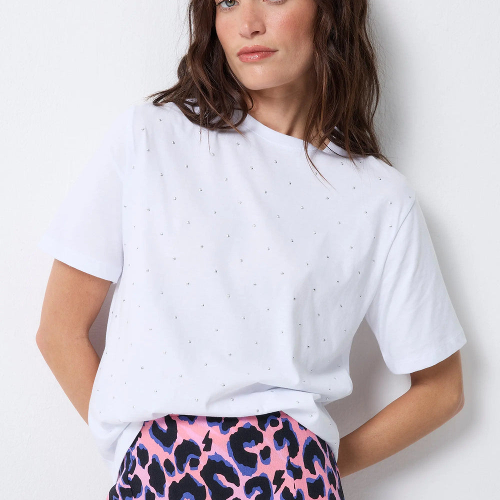 White Studded Relaxed Band T-Shirt Scamp & Dude