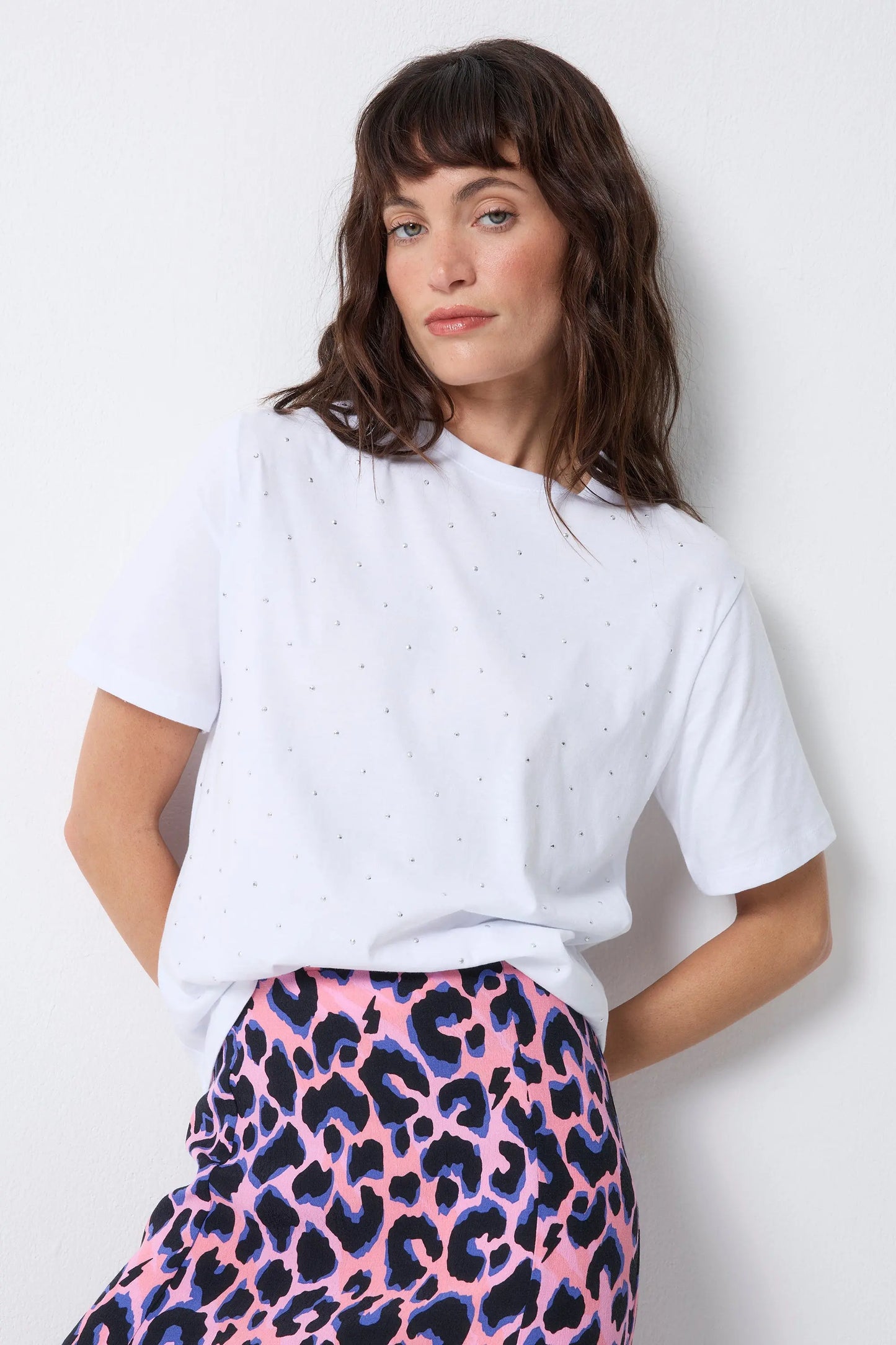White Studded Relaxed Band T-Shirt Scamp & Dude