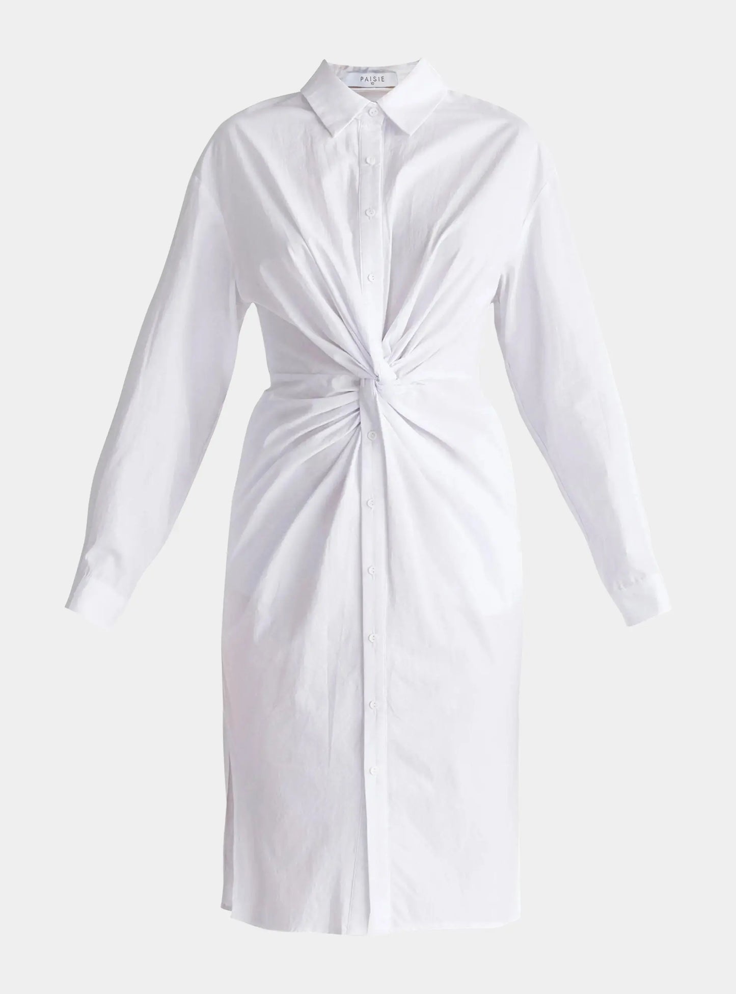 White Twist Detail Shirt Dress Paisie