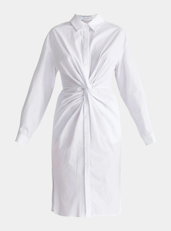White Twist Detail Shirt Dress Paisie