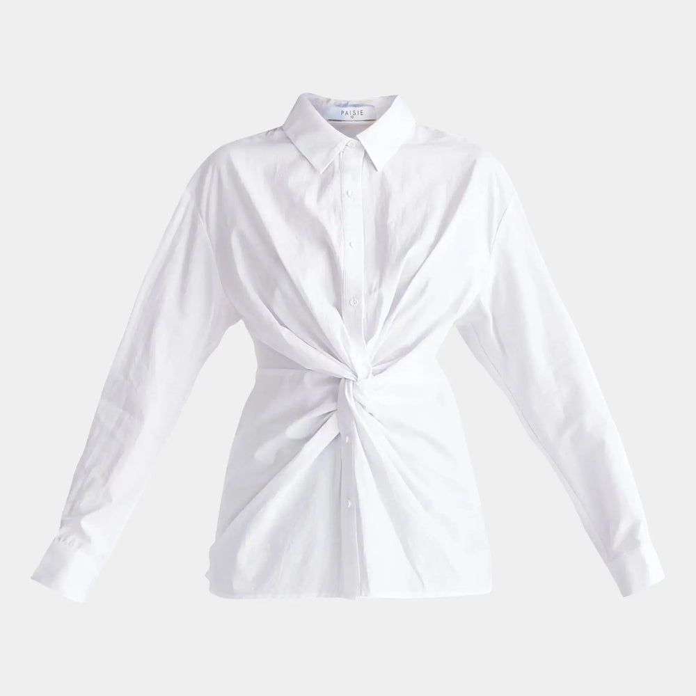 White Twist Detail Shirt Paisie