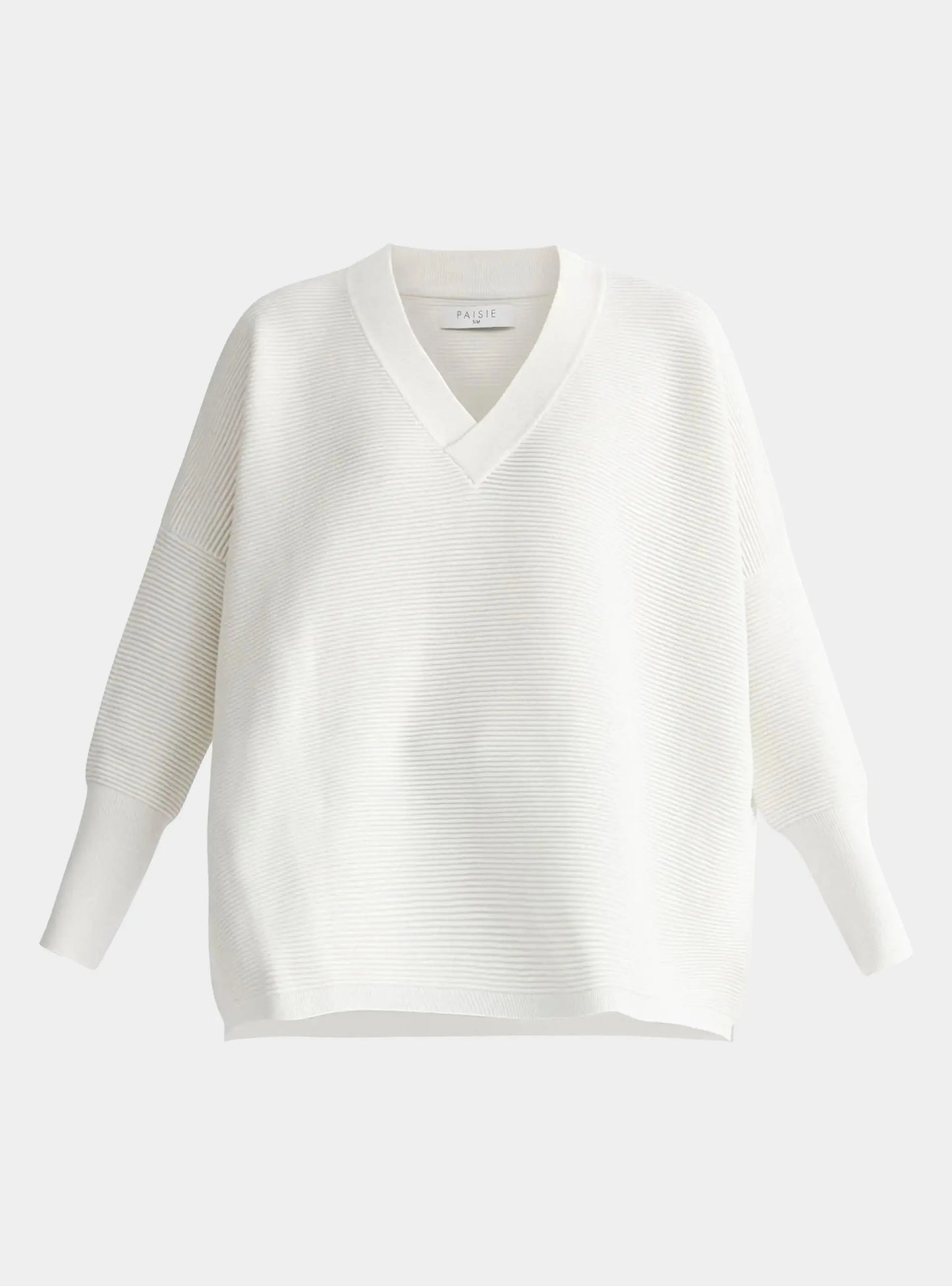White V-Neck Ribbed Jumper Paisie