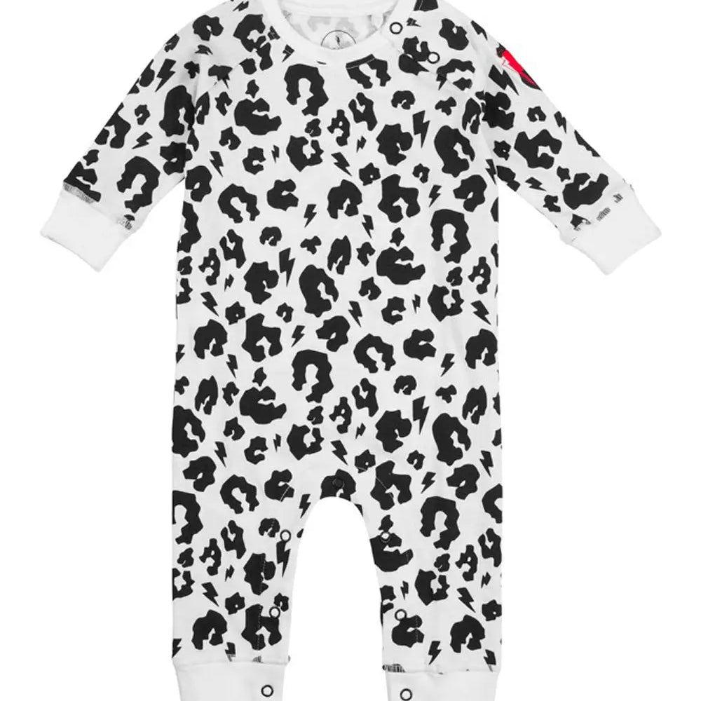 White with Black Leopard Romper Scamp & Dude