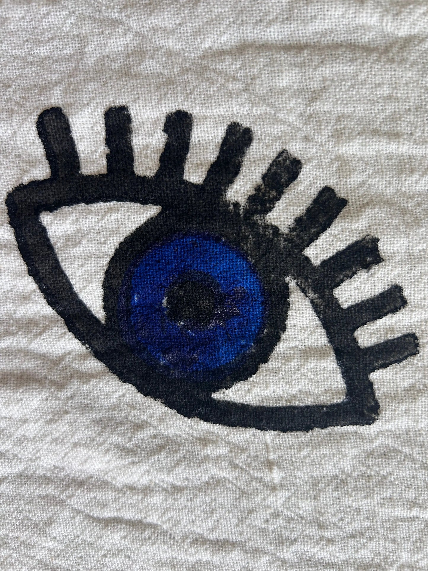 White with Mini Eye Organic Cotton Peshtemal Towel Loome Lifestyle