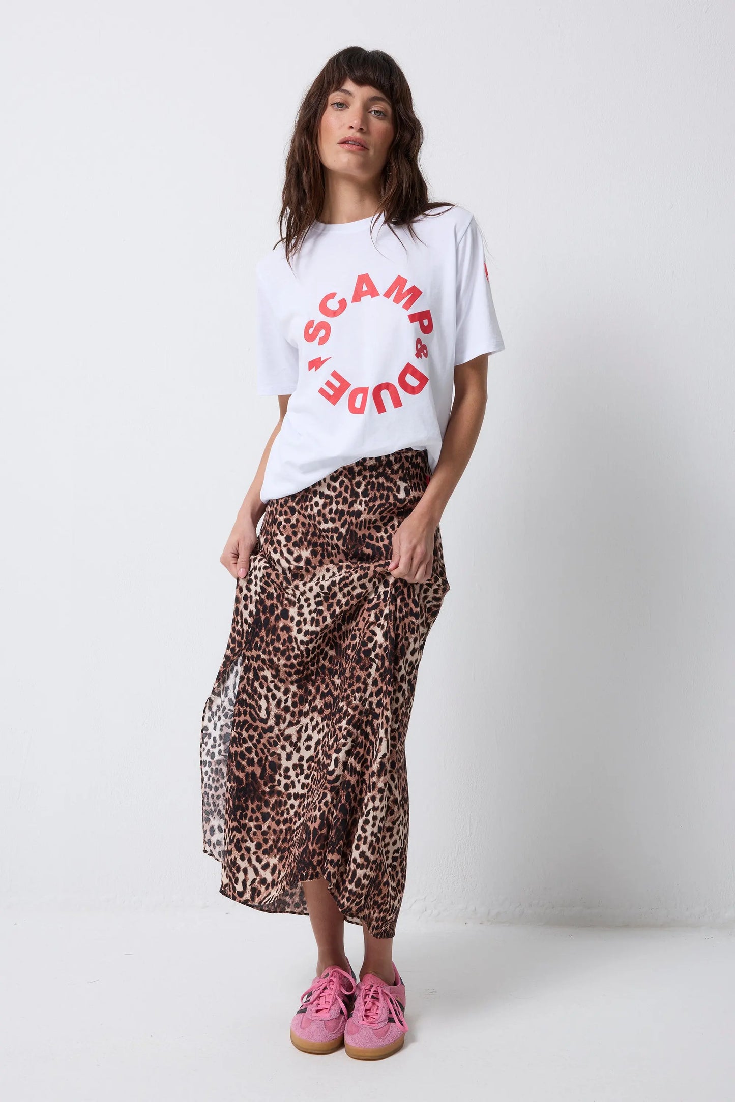White with Red Scamp & Dude Logo T-Shirt Scamp & Dude