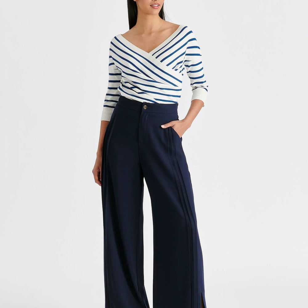 Wide Leg Trousers With Side Pleats and Split Hem Paisie