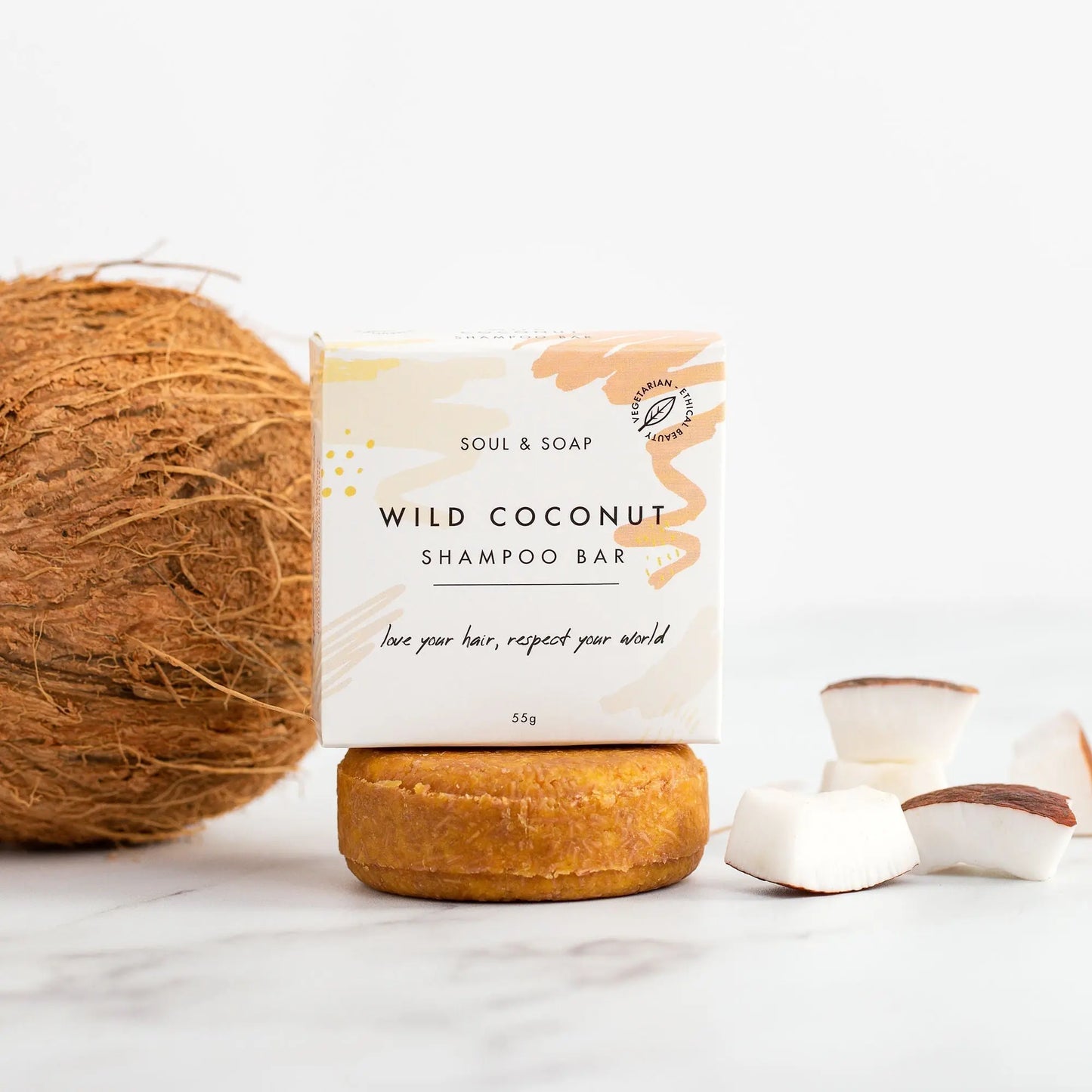 Wild Coconut Solid Shampoo Bar For All Hair Types - Vegan Soul and Soap