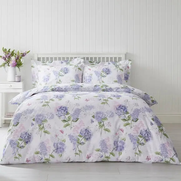 Wild Hydrangea Lilac Duvet Cover and Pillowcase Set Dunelm