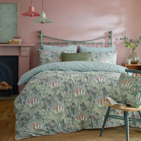 William Morris Artichoke 100% Cotton Duvet Cover and Pillowcase Set Dunelm