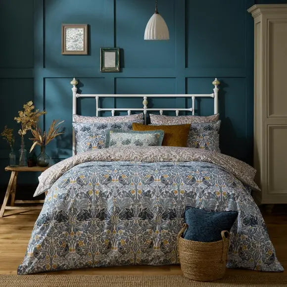 William Morris Brother Rabbit 100% Cotton Duvet Cover and Pillowcase Set Dunelm