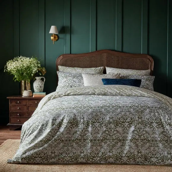 William Morris Strawberry Thief 100% Cotton Duvet Cover and Pillowcase Set Dunelm