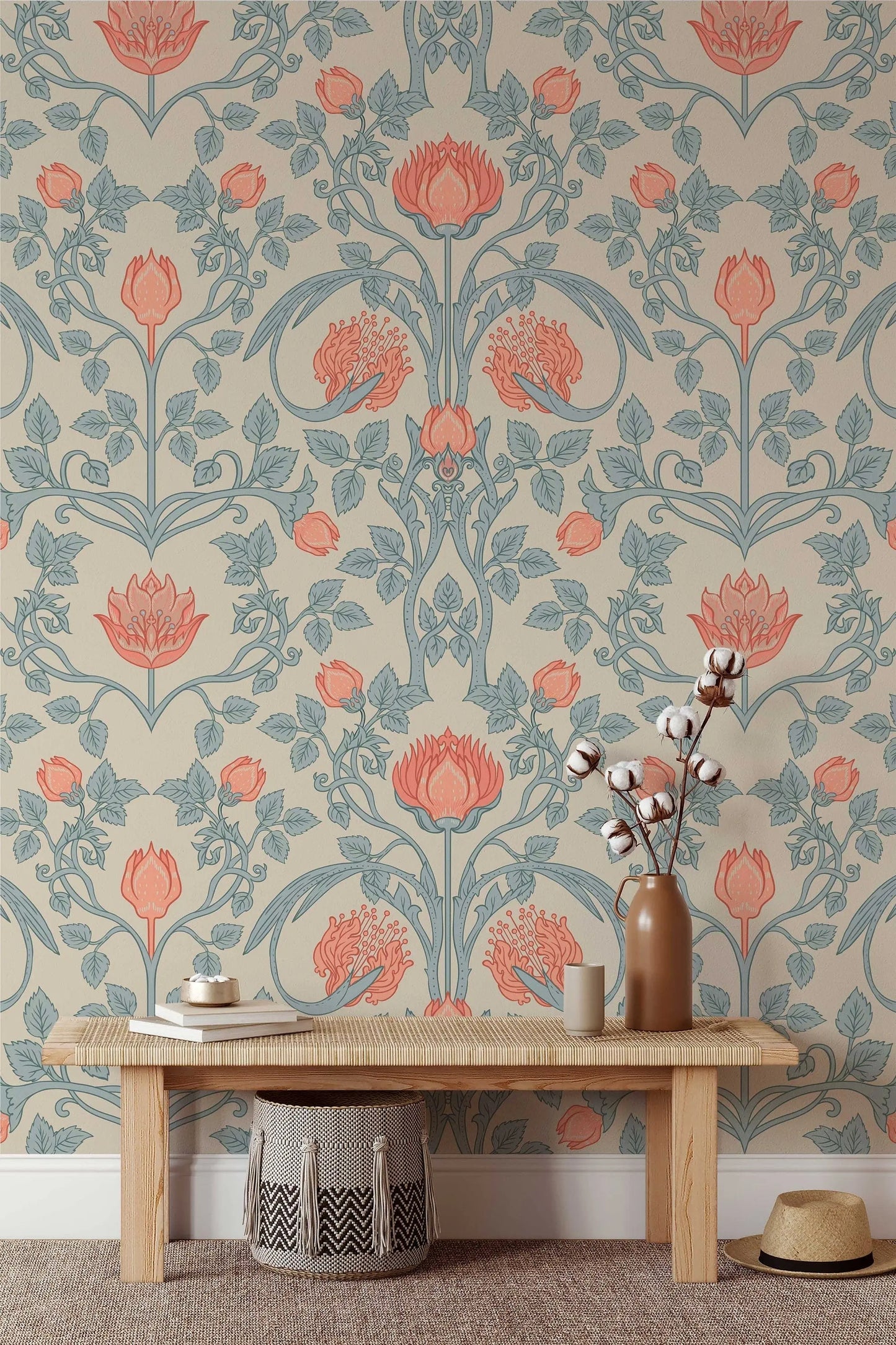 William Morris Vintage Flowers Peel and Stick Wallpaper - Botanical Wall Mural ClickWalls