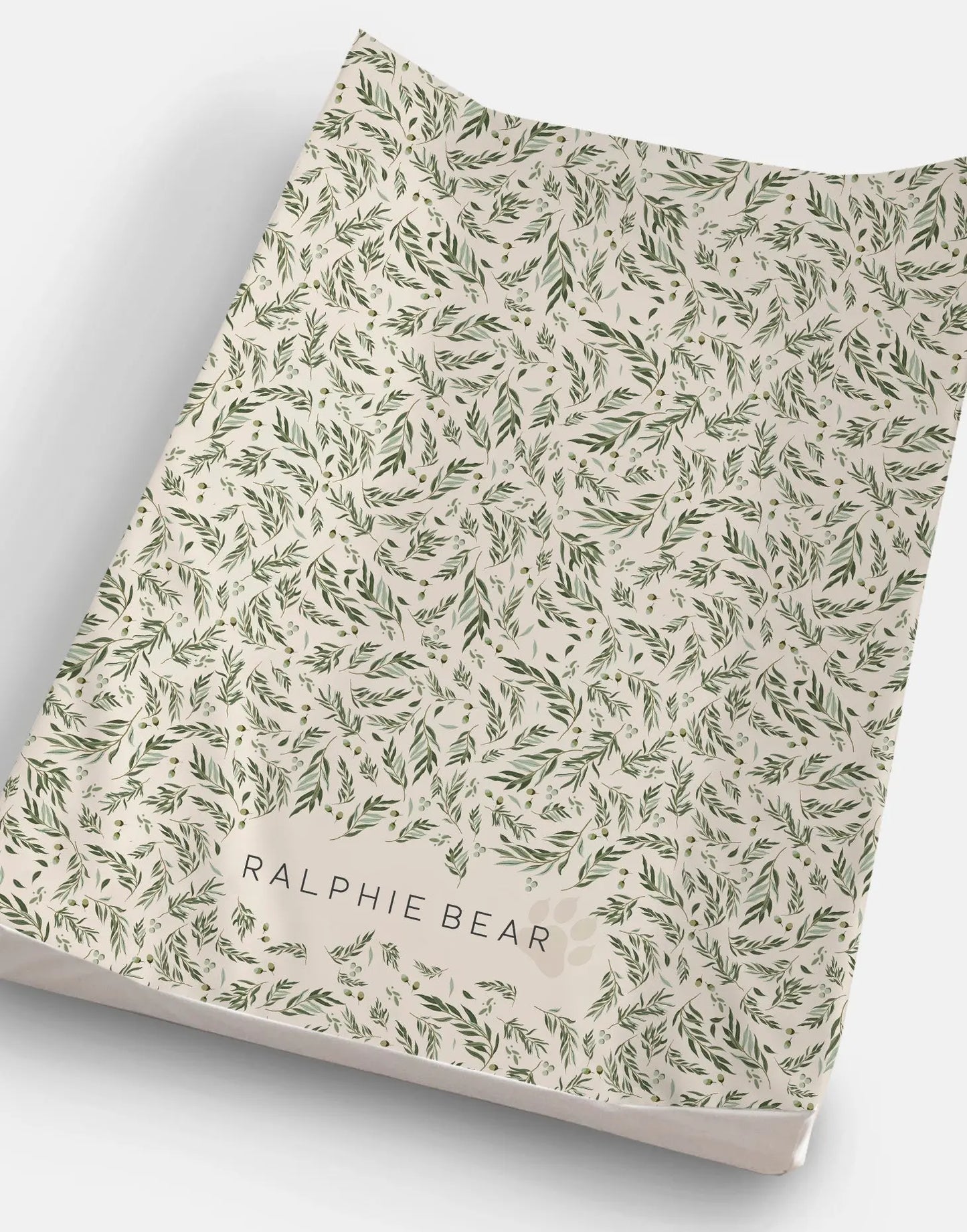 Willow Leaf Anti Roll Wedge Baby Changing Mat - Sage Green Ralphie Bear