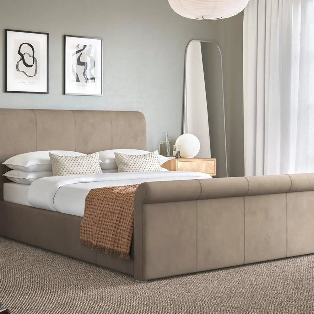 Wilson Upholstered Ottoman Bed Frame - Beige Dreams