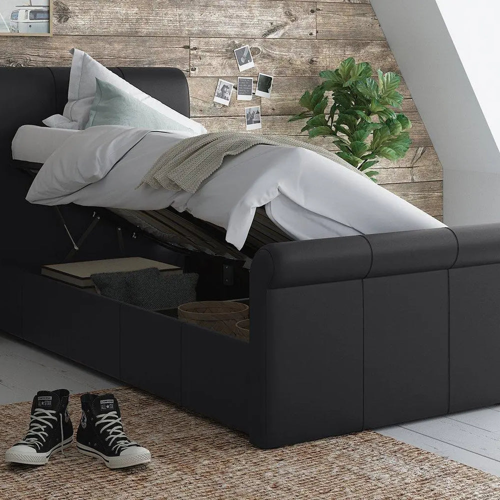 Wilson Upholstered Ottoman Bed Frame - Black Dreams