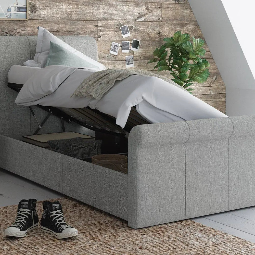 Wilson Upholstered Ottoman Bed Frame - Silver Dreams