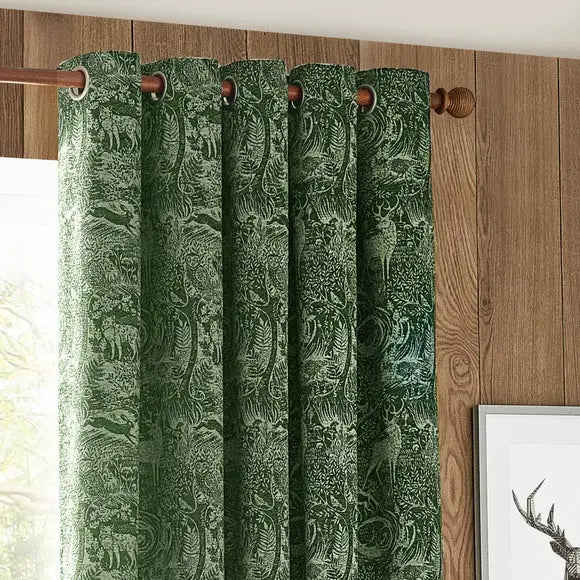 Winter Woods Emerald Eyelet Curtains Dunelm