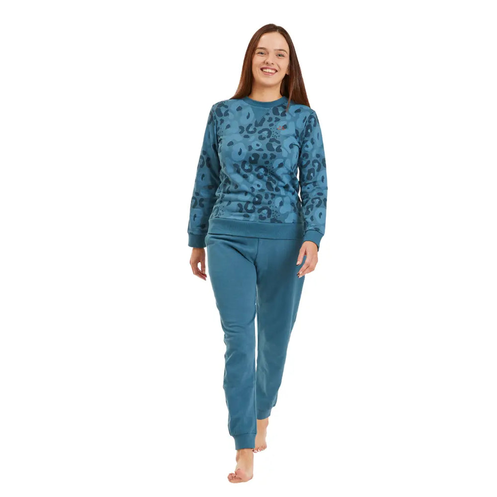Women's Blue Leopard Lounge Set Luca and Rosa