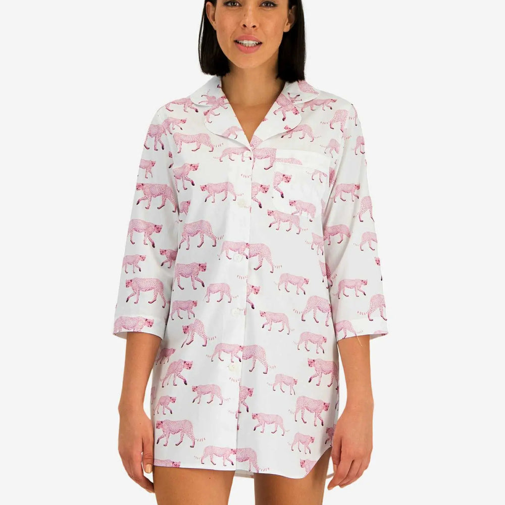 Women's Sleep Shirt - Pink Cheetah Woodstock Laundry