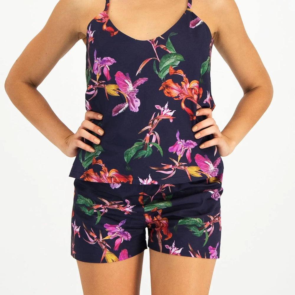 Womens Camisole Pyjamas - Iris Navy Woodstock Laundry