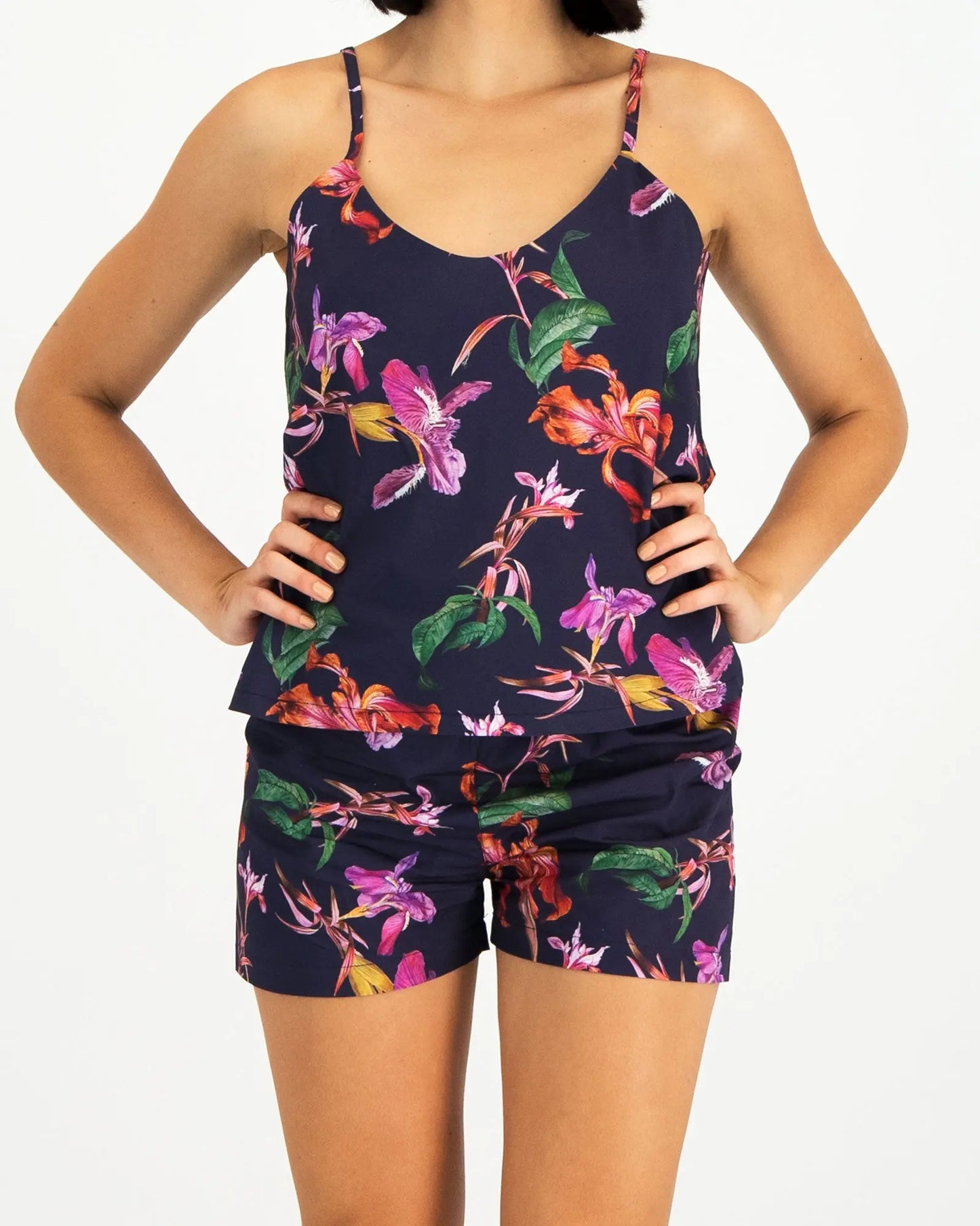 Womens Camisole Pyjamas - Iris Navy Woodstock Laundry