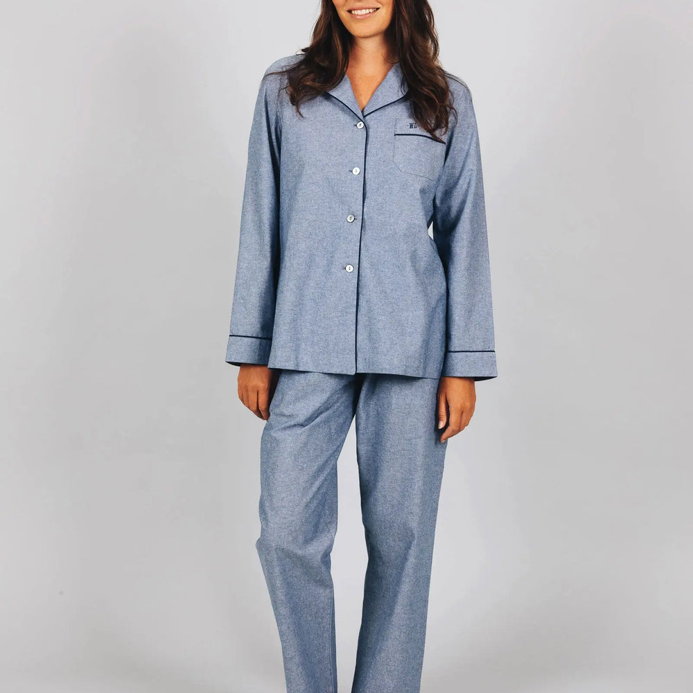 Womens Long Pyjamas - Chambray Indigo Woodstock Laundry
