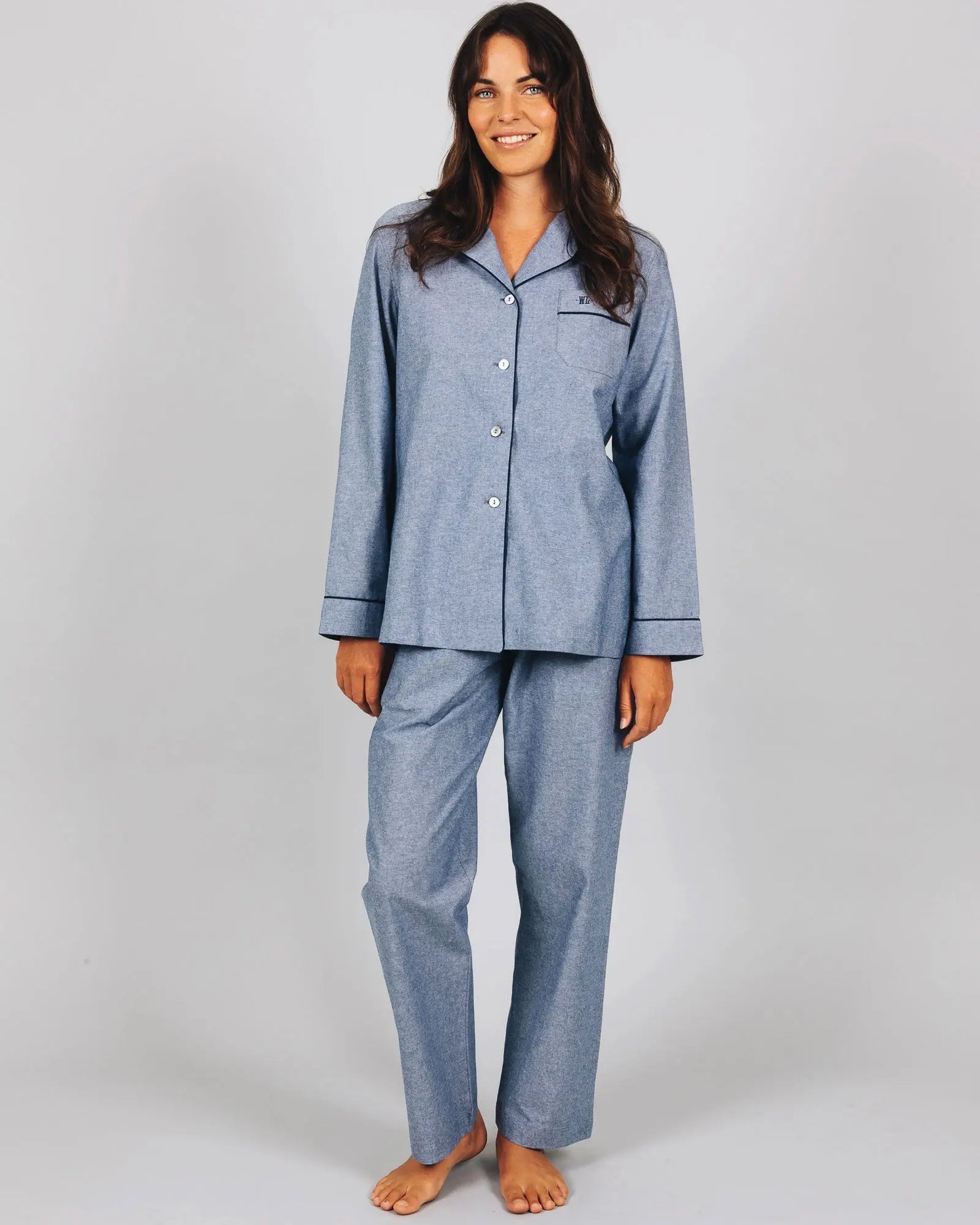 Womens Long Pyjamas - Chambray Indigo Woodstock Laundry