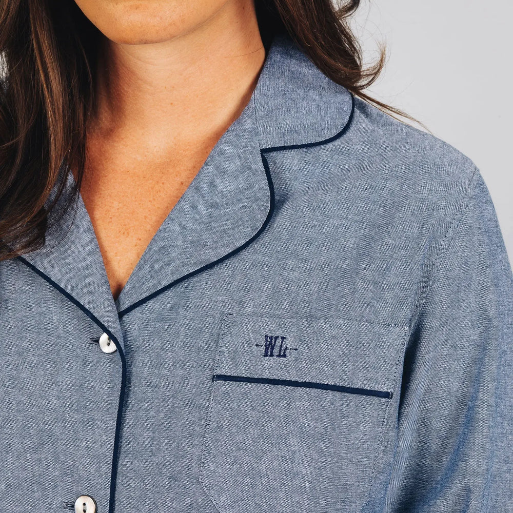 Womens Long Pyjamas - Chambray Indigo Woodstock Laundry