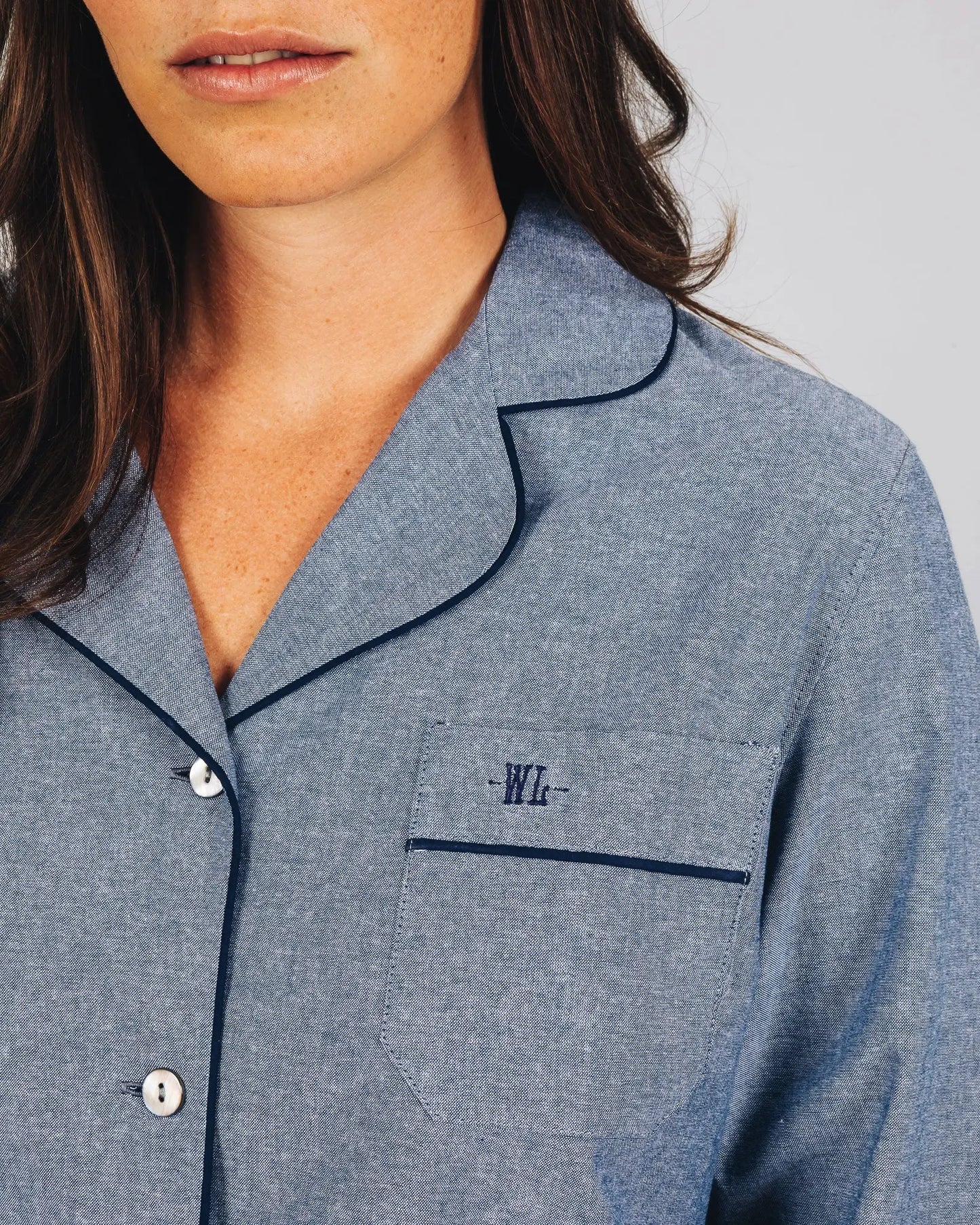 Womens Long Pyjamas - Chambray Indigo Woodstock Laundry