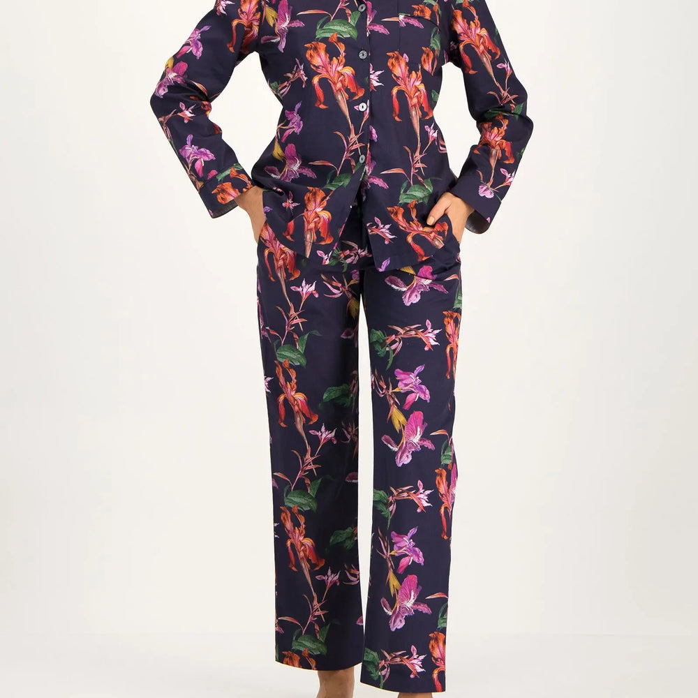 Womens Long Pyjamas - Iris Navy Woodstock Laundry
