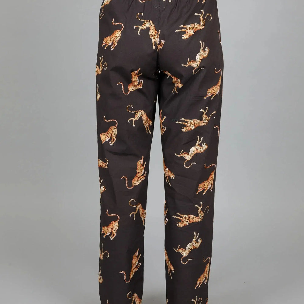 Womens Lounge Pants - Jumping Cheetah Woodstock Laundry