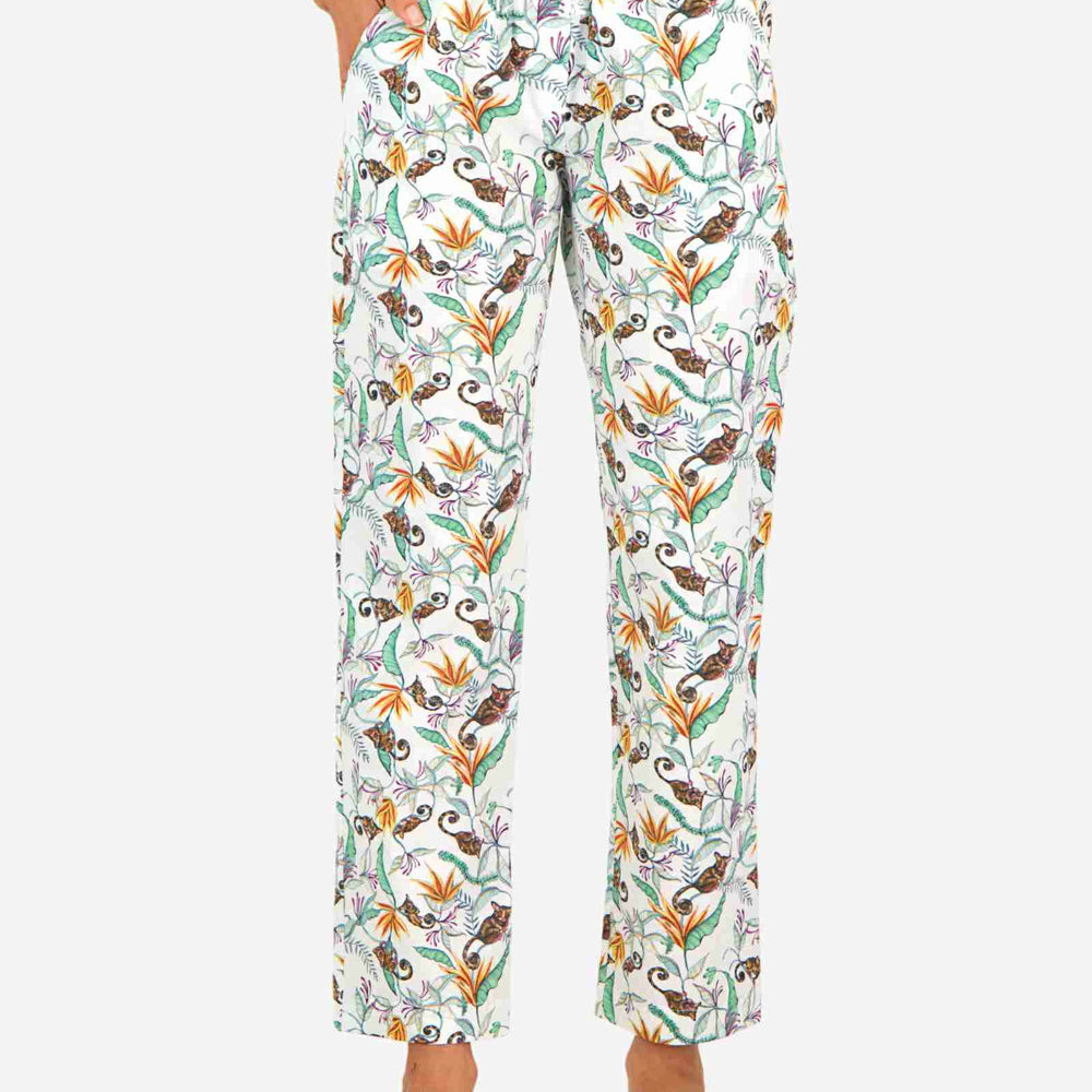 Womens Lounge Pants - Night Monkeys White Woodstock Laundry