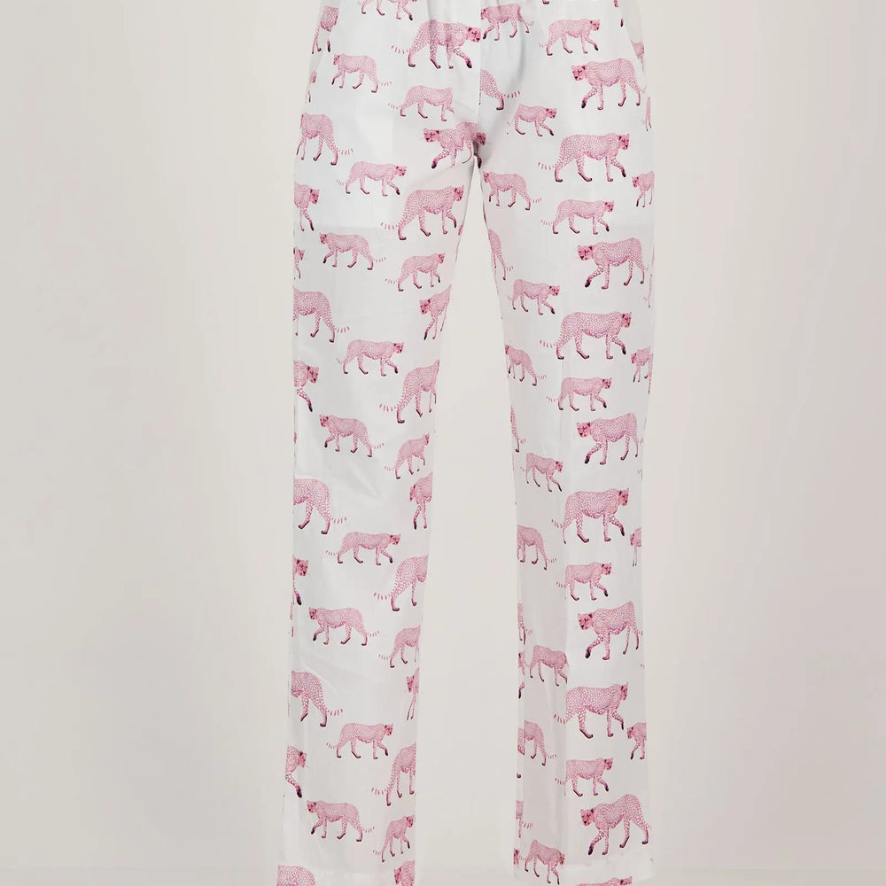 Womens Lounge Pants - Pink Cheetahs Woodstock Laundry