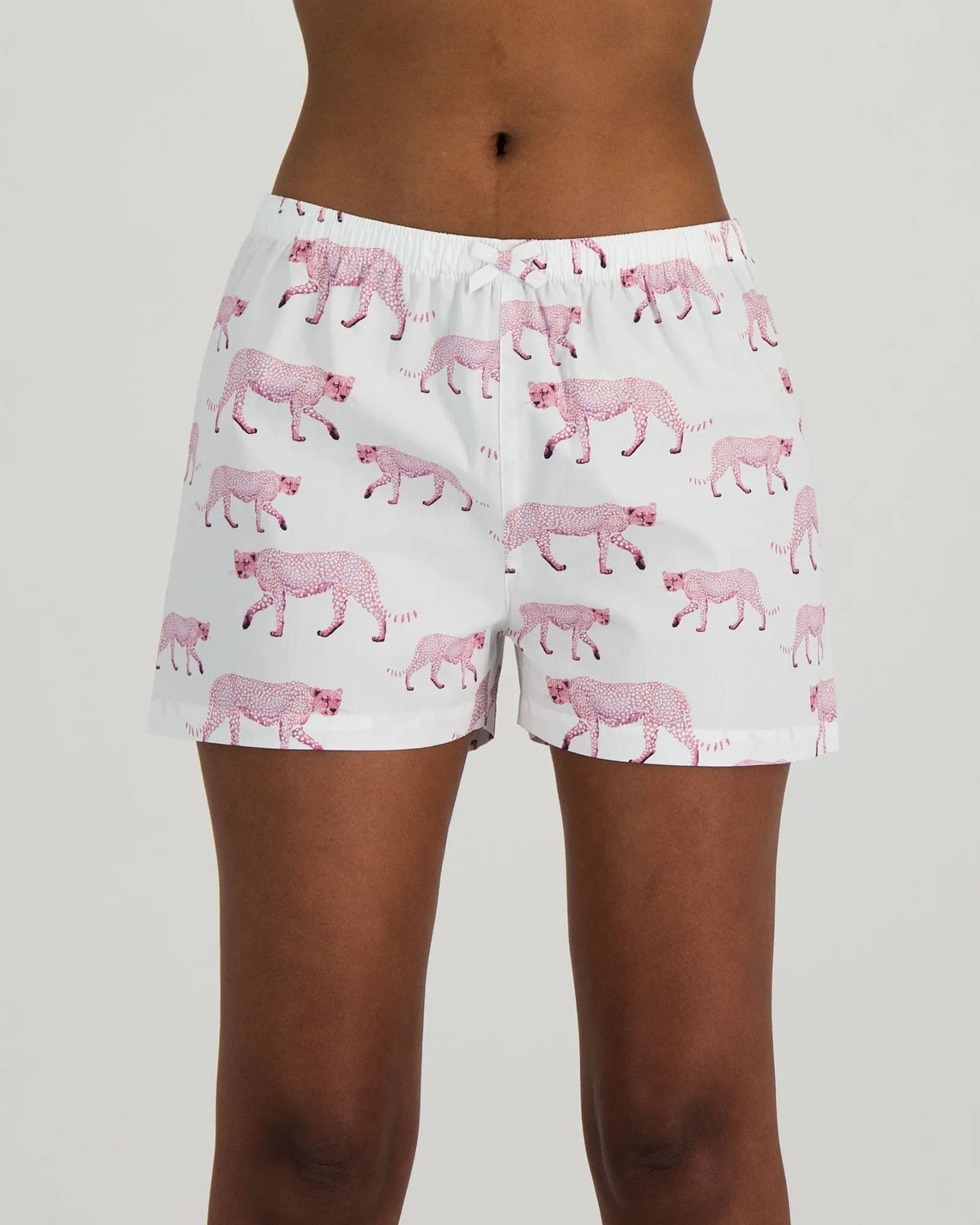 Womens Lounge Shorts - Pink Cheetahs Woodstock Laundry