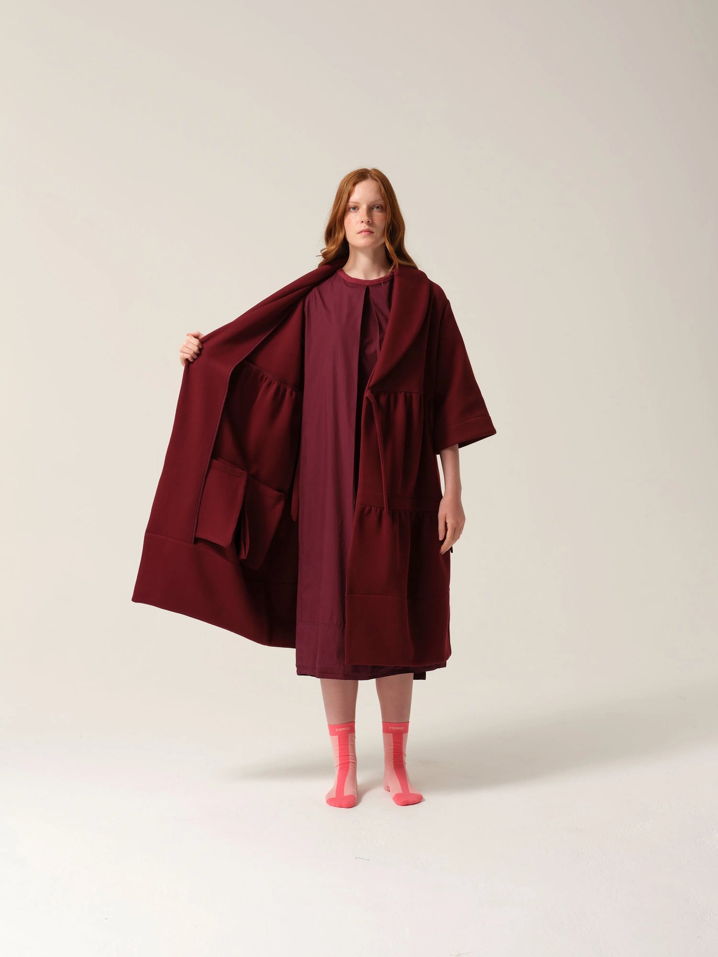 Womens Magic Pocket Drain Robe® Burgundy Tonic London