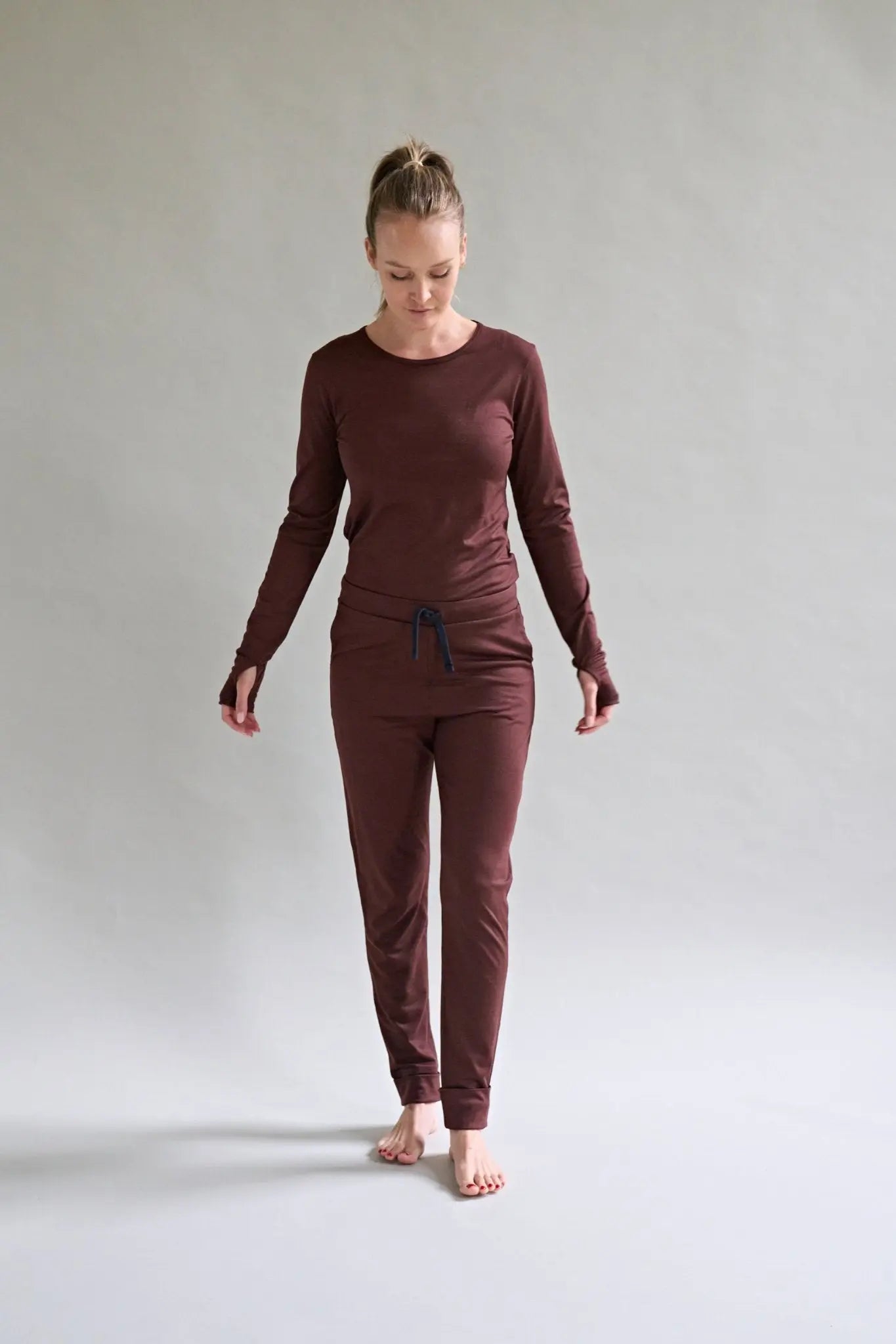 Womens Merino Long Sleeve, Chocolate Brown Smalls Merino