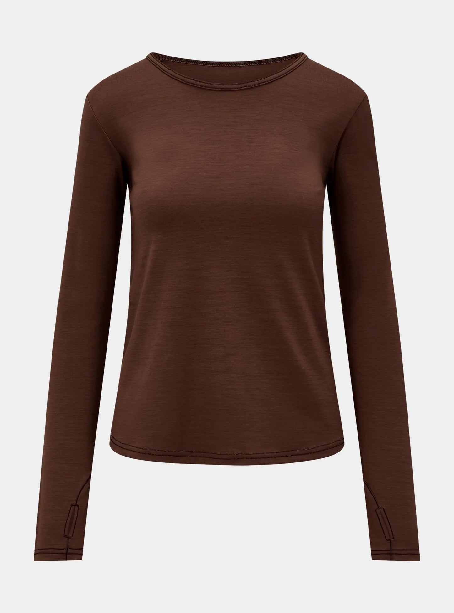 Womens Merino Long Sleeve, Chocolate Brown Smalls Merino