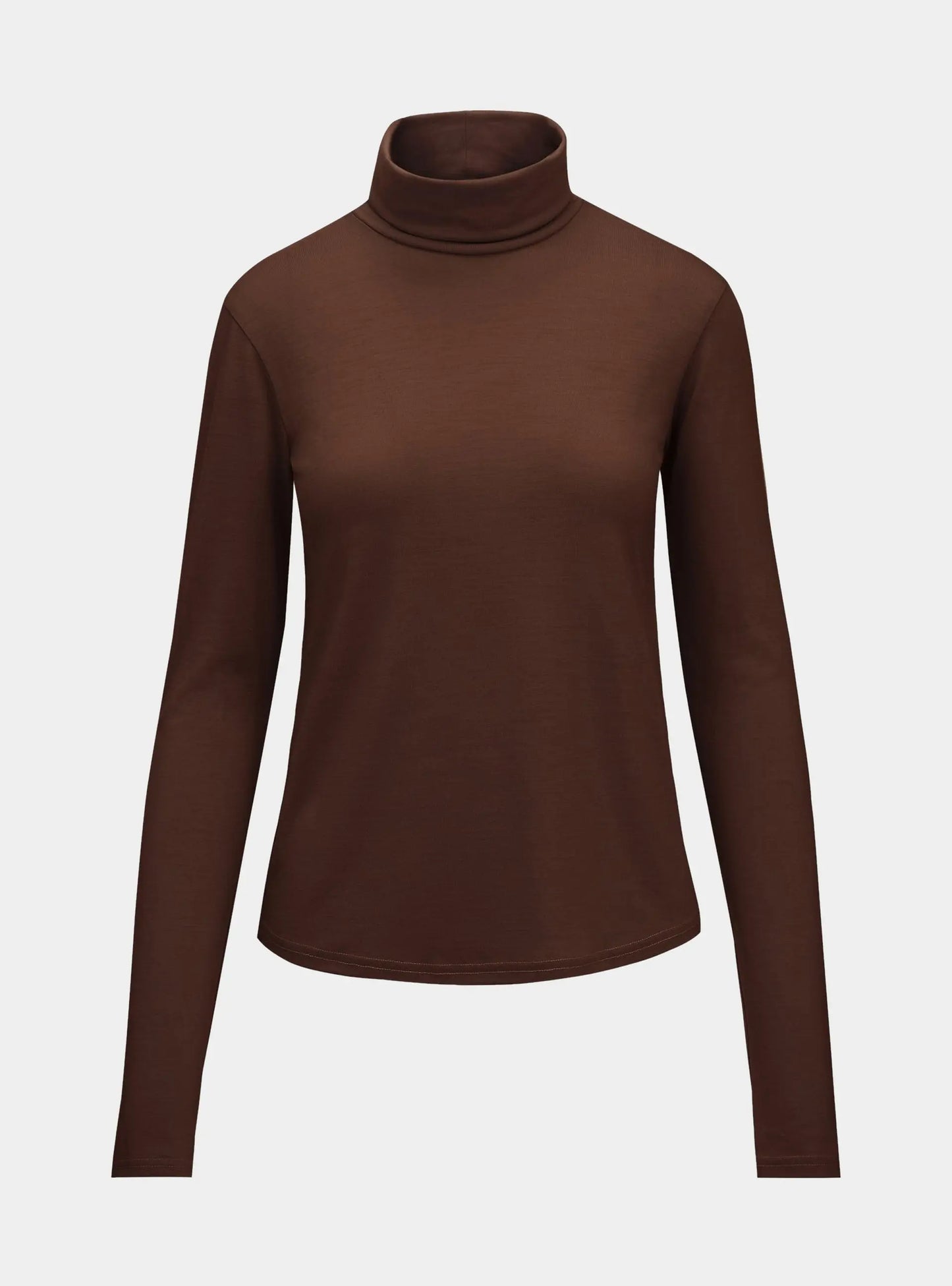 Womens Merino Polo Neck, Chocolate Brown Smalls Merino