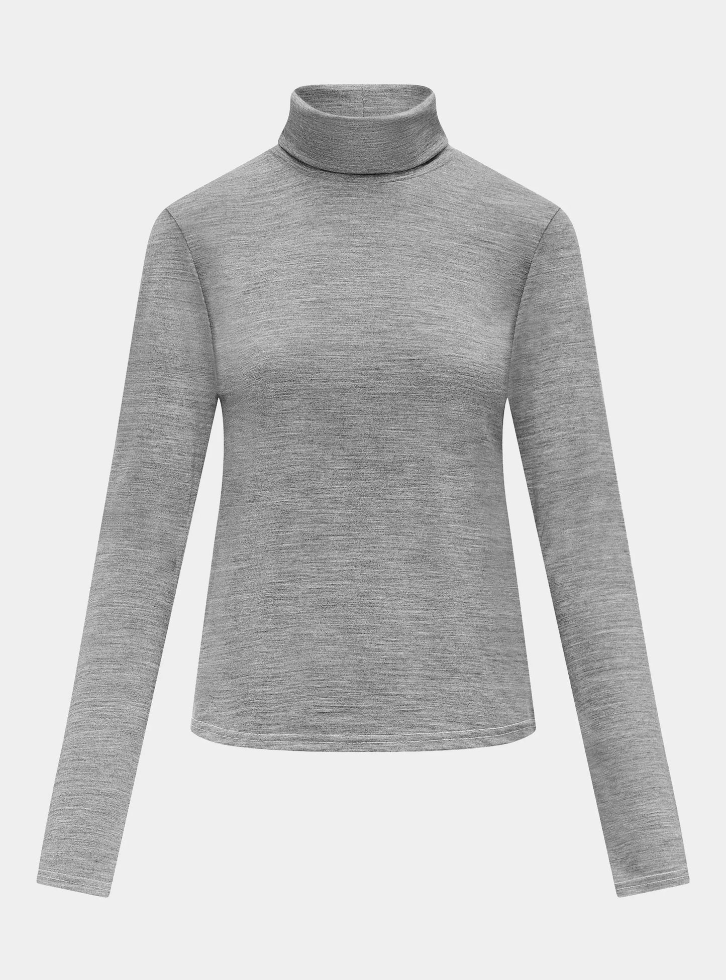 Womens Merino Polo Neck, Grey Marle Smalls Merino